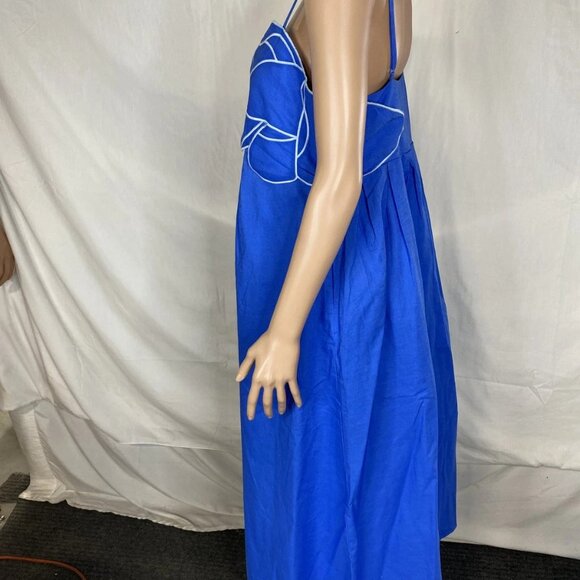 English Factory Women’s Iris Flower Appliqué Maxi Dress Size XXL Sea Blue - Picture 7 of 11